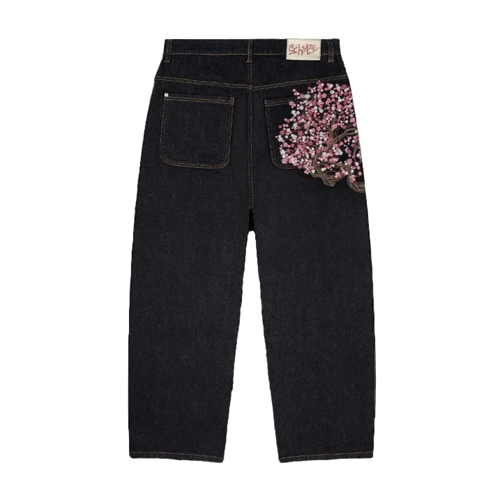 PLUM BLOSSOM EMBROIDERY DENIM