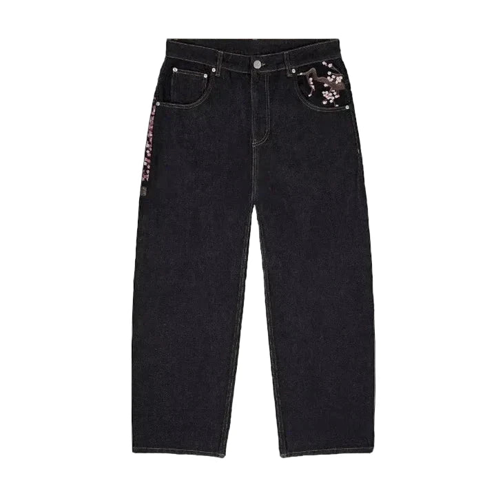 PLUM BLOSSOM EMBROIDERY DENIM